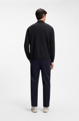 Knitted cardigan with crest logo, Dark Blue