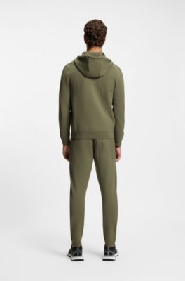 Active Regular-fit zip-up hoodie with jacquard stripes, Olive