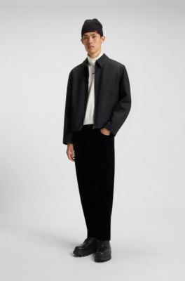 Lace-up leather boots with chunky sole, Black