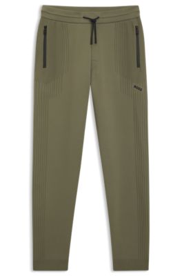 Regular-fit tracksuit bottoms with jacquard stripes, Olive