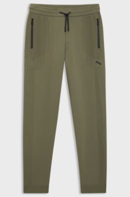 Regular-fit tracksuit bottoms with jacquard stripes, Olive