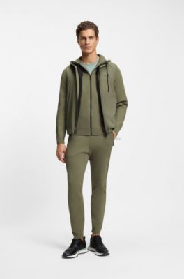 Active Regular-fit tracksuit bottoms with jacquard stripes, Olive