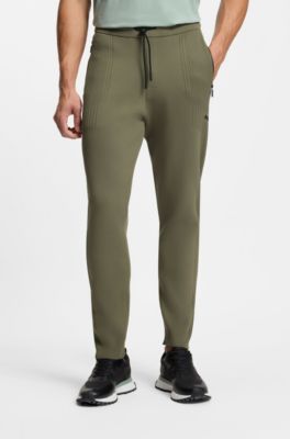 Active Regular-fit tracksuit bottoms with jacquard stripes, Olive