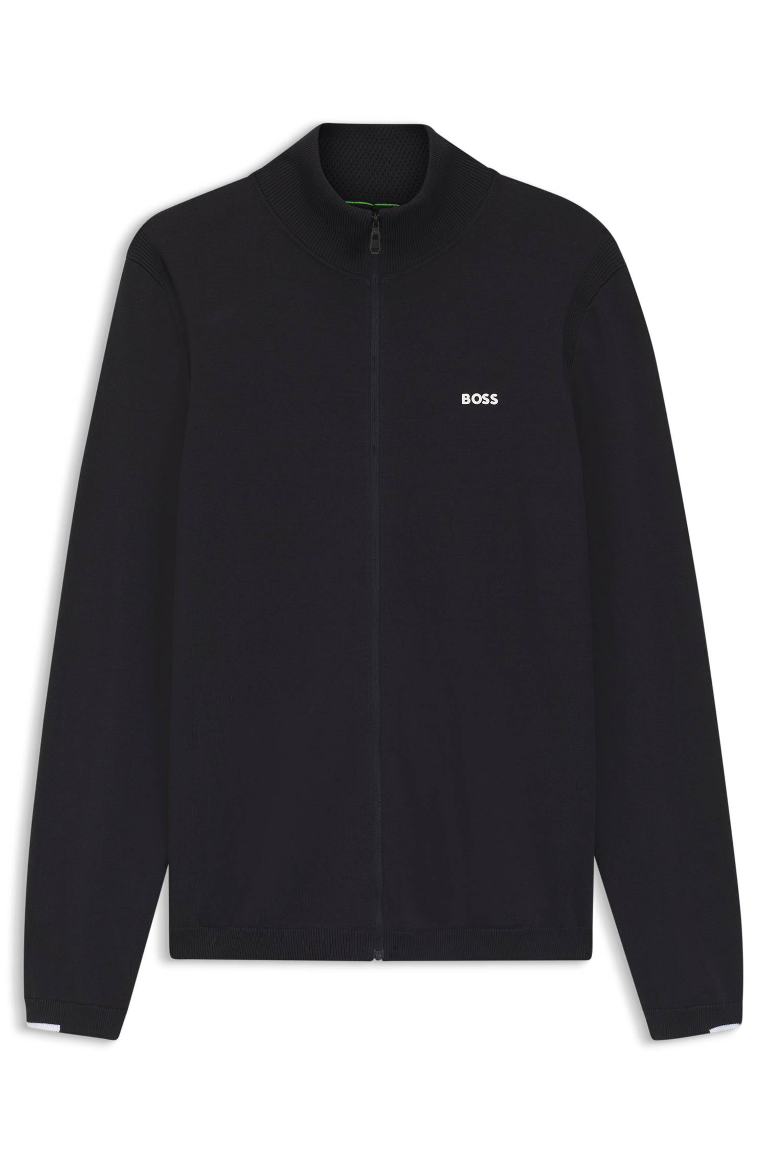 Boss Knitted-cotton cardigan with contrast logo herr – bild 4