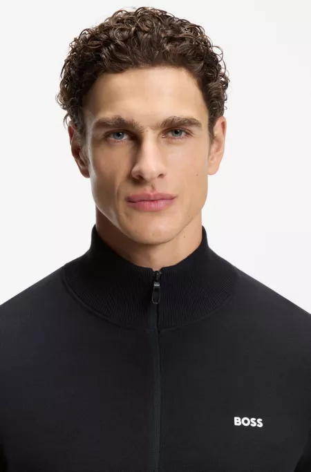 Cardigan en maille de coton à logo contrastant