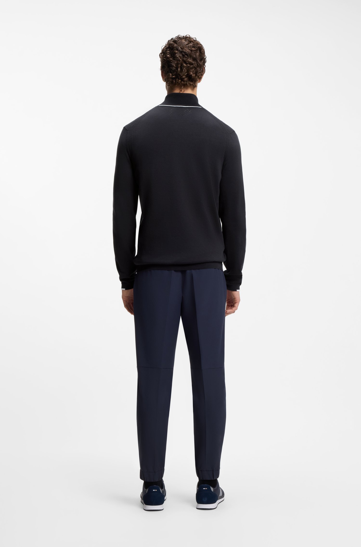 Boss Knitted-cotton cardigan with contrast logo herr – bild 3