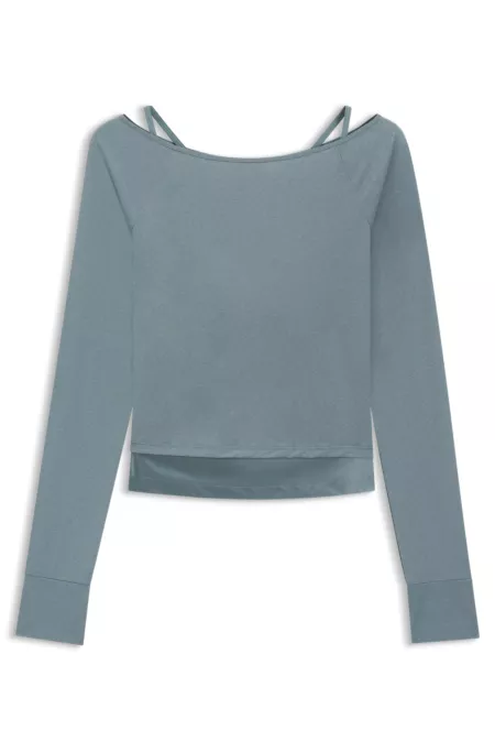 Active burnout-fabric top with shiny underlayer