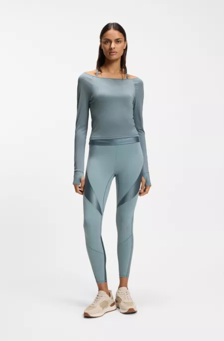 Active burnout-fabric top with shiny underlayer