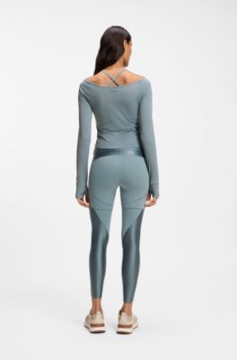 Active burnout-fabric top with shiny underlayer, Blue