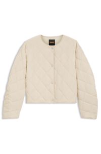 Chaqueta repelente al agua con guateado romboidal, Beige claro