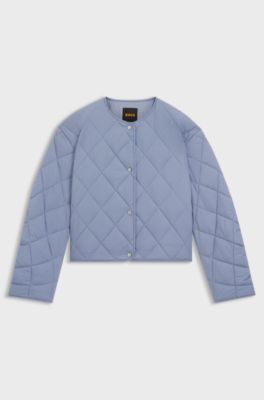 Veste d&eacute;perlante &agrave; matelassage motif losange, bleu clair