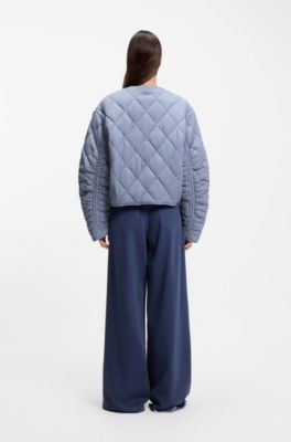 Veste d&eacute;perlante &agrave; matelassage motif losange, bleu clair