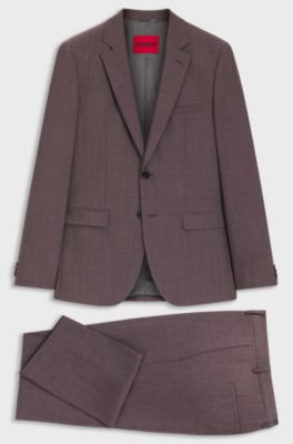 Abito extra slim fit in popeline di misto lana, Viola scuro