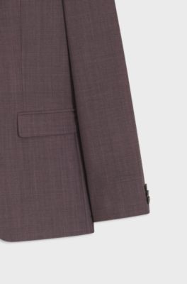 Extra-slim-fit suit in wool-blend poplin, Dark Purple