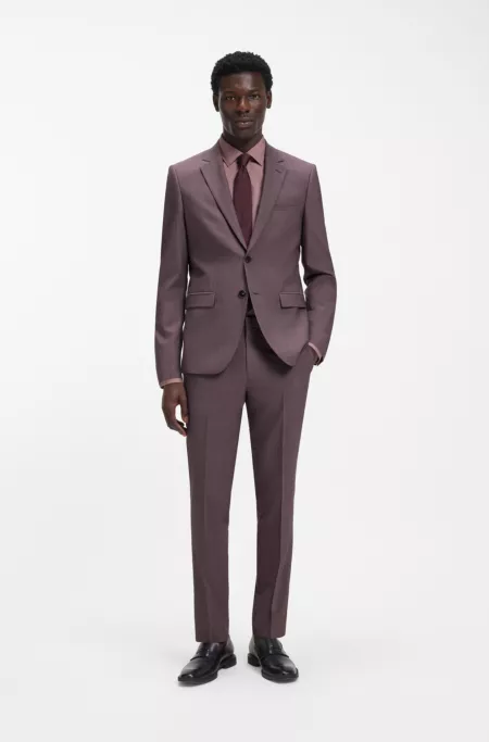 Extra-slim-fit suit in wool-blend poplin