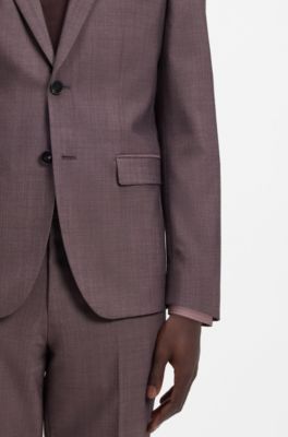 Traje extra slim fit de popel&iacute;n de mezcla de lana, P&uacute;rpura oscuro