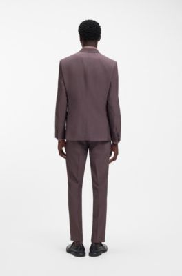 Extra-slim-fit suit in wool-blend poplin, Dark Purple