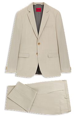 Extra-slim-fit suit in wool-blend poplin