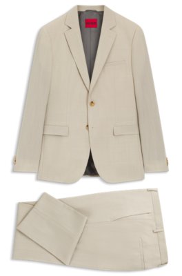 Extra-slim-fit suit in wool-blend poplin