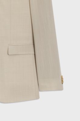Extra-slim-fit-kostym av ullblandad poplin, Beige