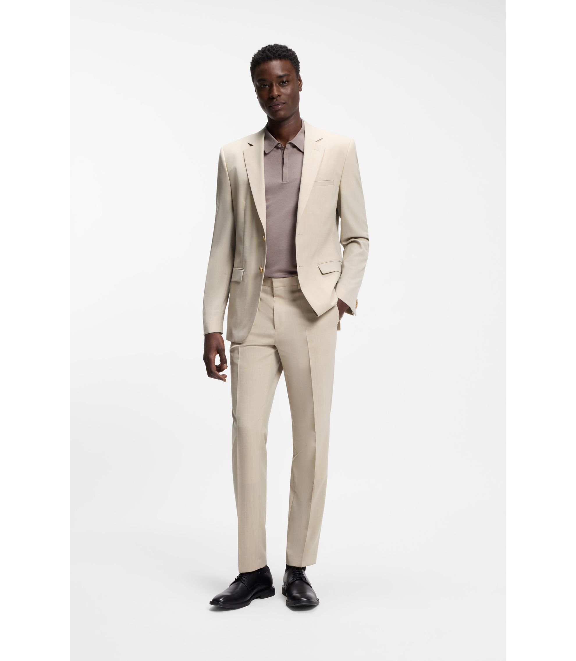 Extra Slim-Fit Popeline-Anzug aus Woll-Mix