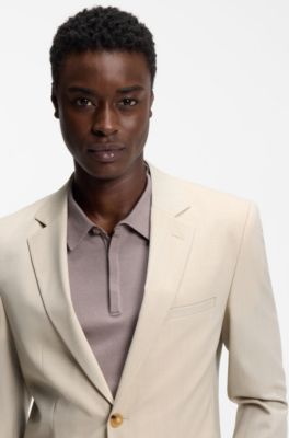 Extra-slim-fit suit in wool-blend poplin, Beige