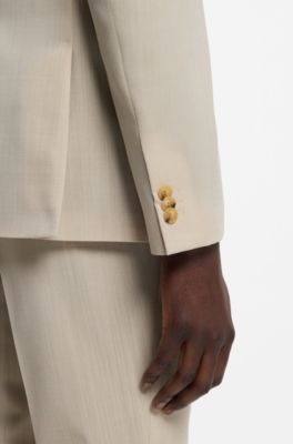 Extra-slim-fit suit in wool-blend poplin, Beige