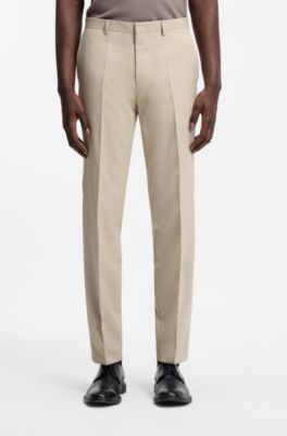 Traje extra slim fit de popel&iacute;n de mezcla de lana, Beige