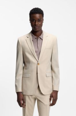 Extra-slim-fit suit in wool-blend poplin, Beige