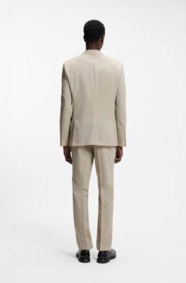 Extra-slim-fit suit in wool-blend poplin, Beige