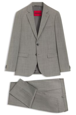 Extra-slim-fit suit in wool-blend poplin, Grey