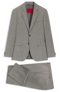 Extra-slim-fit suit in wool-blend poplin, Light Green