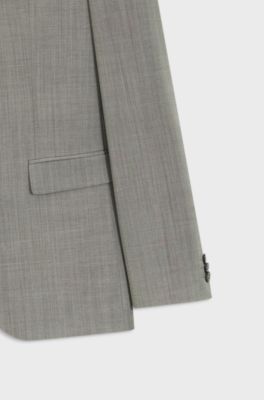 Extra-slim-fit suit in wool-blend poplin, Grey