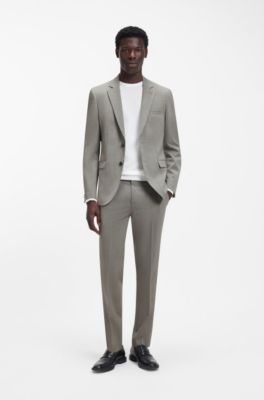 Extra-slim-fit suit in wool-blend poplin, Grey