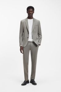 Extra-slim-fit suit in wool-blend poplin, Light Green