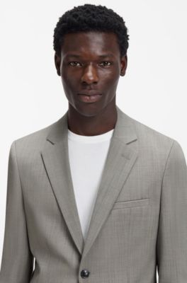 Extra slim-fit pak van een wolmix popeline, Grijs