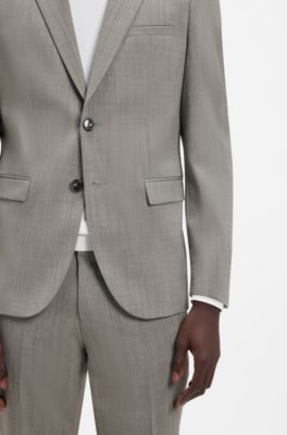 Extra-slim-fit suit in wool-blend poplin, Grey