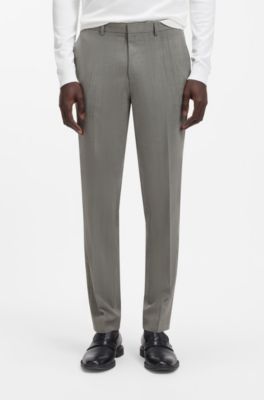 Extra slim-fit pak van een wolmix popeline, Grijs