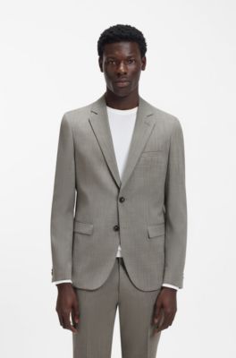 Extra slim-fit pak van een wolmix popeline, Grijs