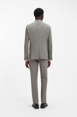 Extra slim-fit pak van een wolmix popeline, Grijs