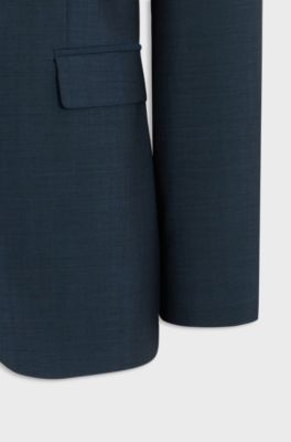 Extra-slim-fit suit in wool-blend poplin, Blue