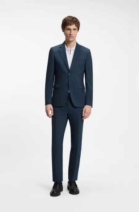 Extra Slim-Fit Popeline-Anzug aus Woll-Mix