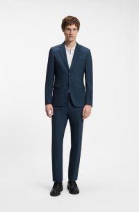 Extra-slim-fit suit in wool-blend poplin, Blue