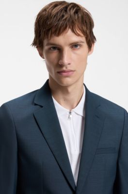 Extra-slim-fit suit in wool-blend poplin, Blue