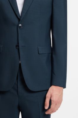 Extra-slim-fit suit in wool-blend poplin, Blue