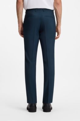 Extra-slim-fit suit in wool-blend poplin, Blue