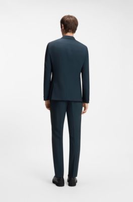 Extra-slim-fit suit in wool-blend poplin, Blue