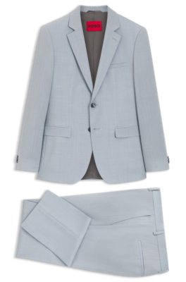 Extra-slim-fit suit in wool-blend poplin