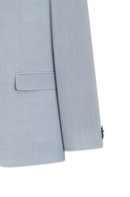 Extra-slim-fit suit in wool-blend poplin, Light Blue