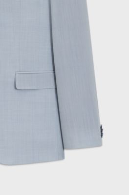 Extra slim-fit pak van een wolmix popeline, Lichtblauw